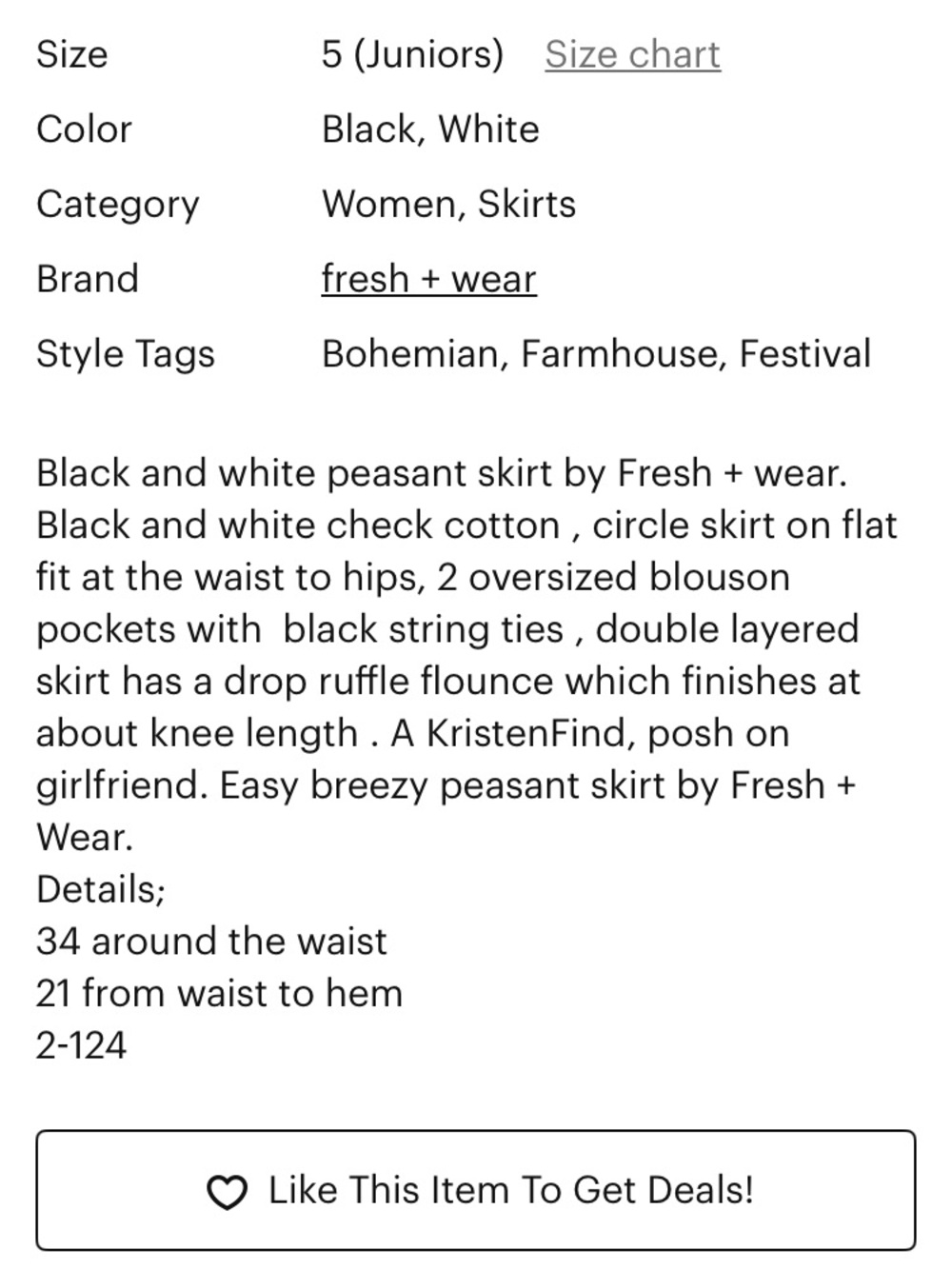 Fresh Wear Black and White Gingham Circle Skirt - Picture 8 of 8